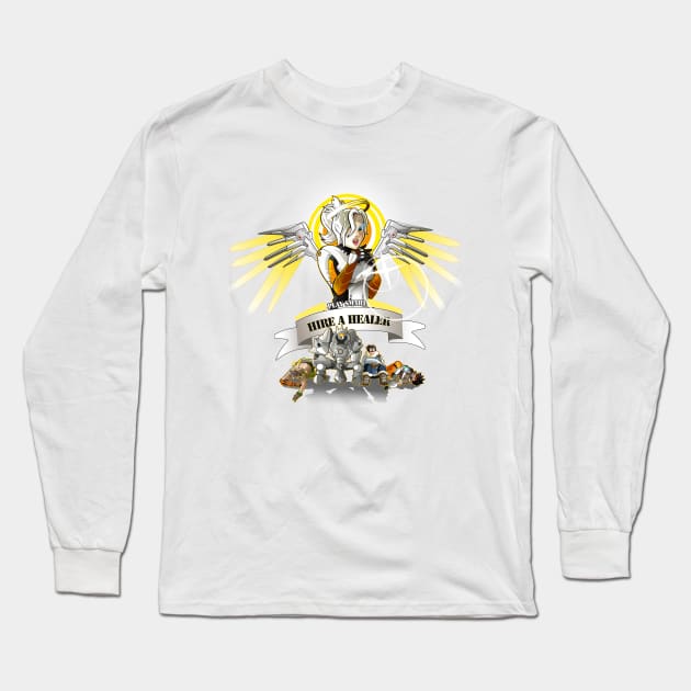 HIRE A HEALER - Overwatch Long Sleeve T-Shirt by SteveChopz